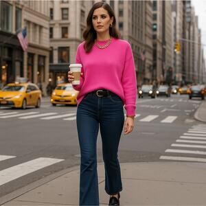 ME+EM Wool Cashmere Crewneck Sweater Hot Pink Sz M {WW50}
